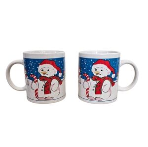 New Flomo Vintage Snowmen Ceramic Coffee Mugs Set of 2